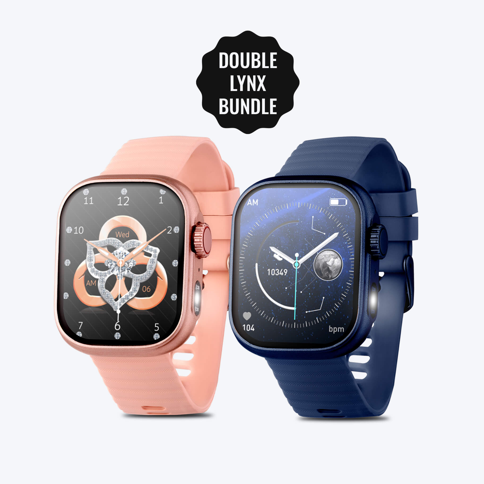 two lynx smartwatches in one photo for double lynx bundle photo.