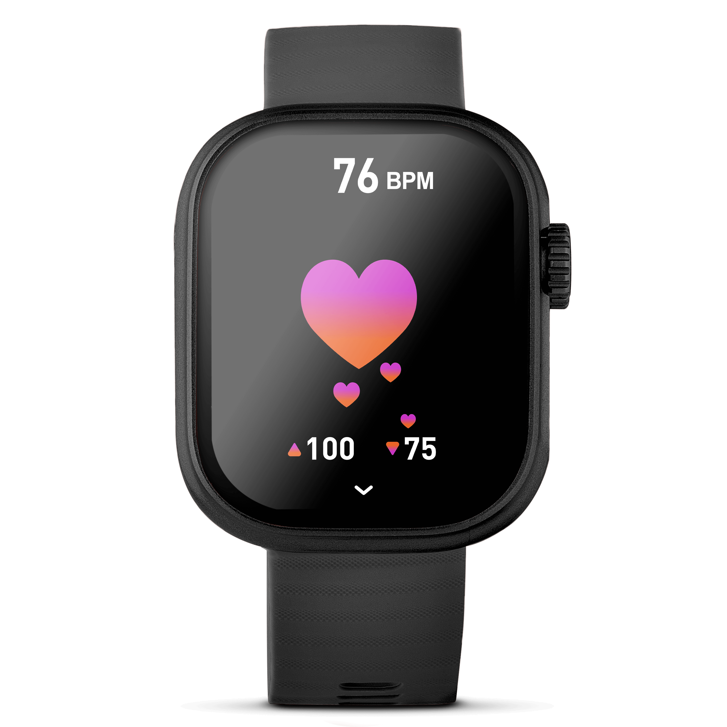 Black lynx smartwatch showing heartrate monitor on the screen.