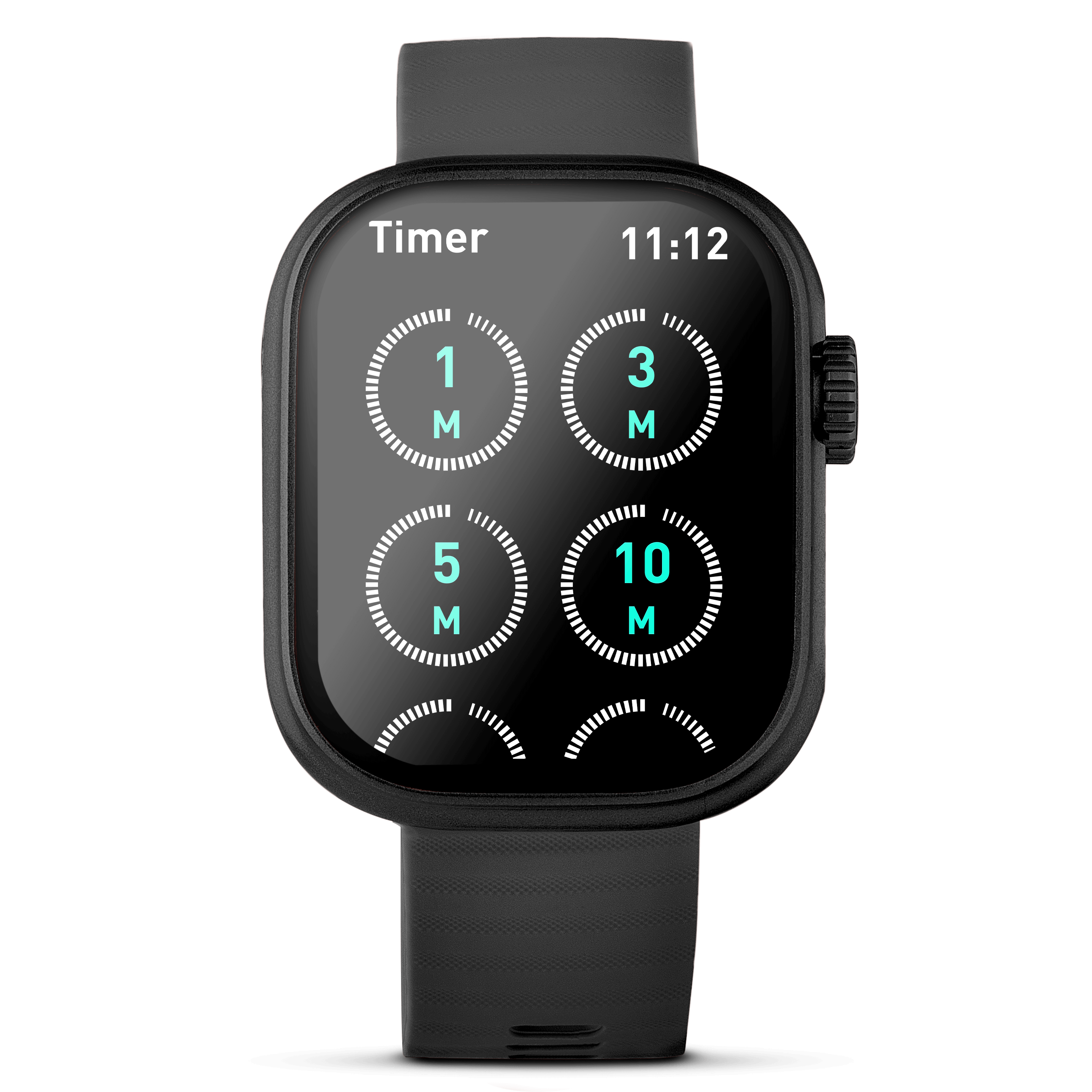 Black lynx smartwatch showing timers feature on the screen.