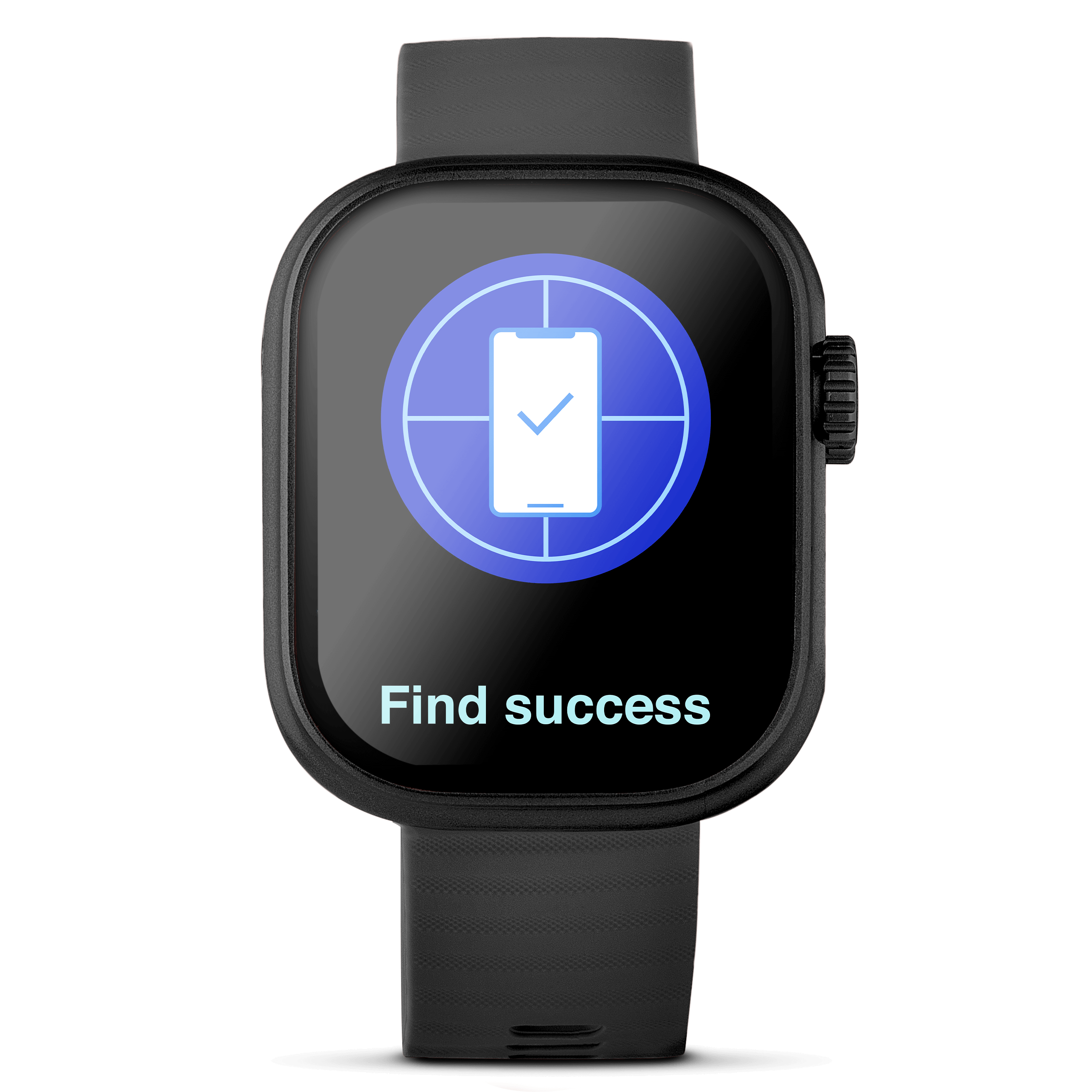 Black lynx smartwatch showing find my phone mode on the screen.