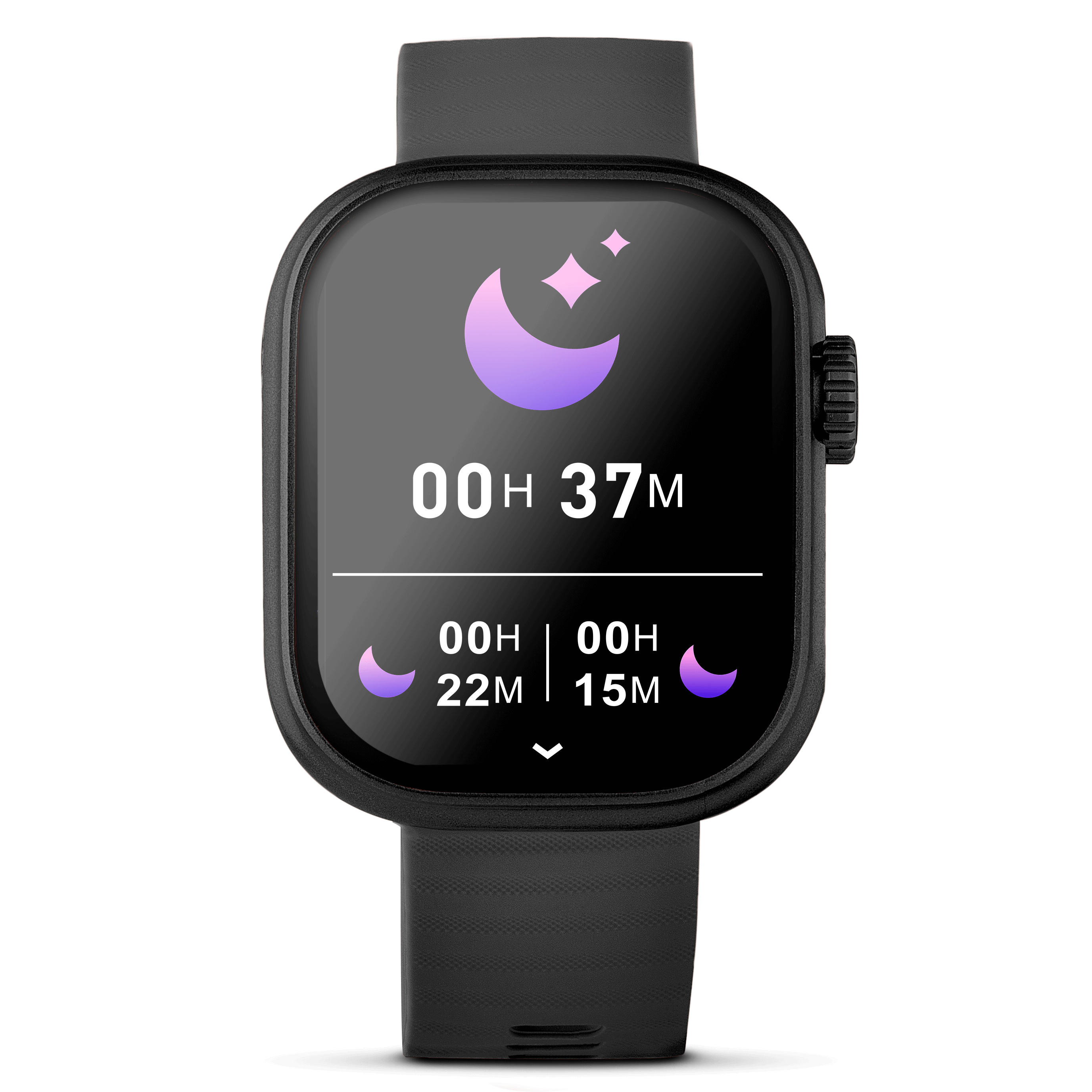 Black lynx smartwatch showing sleep tracker mode on the screen.