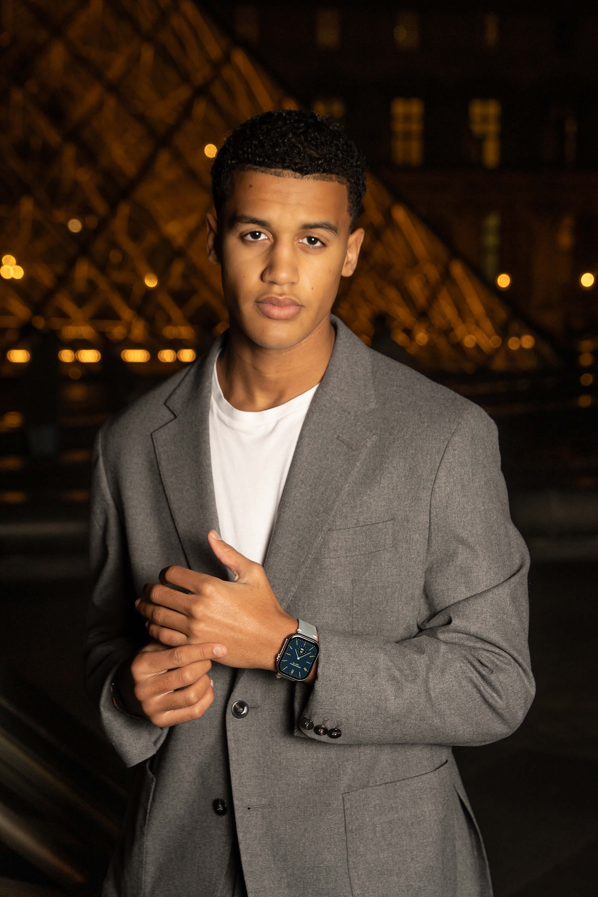 Luis Model wearing Silver Prime Smartwatch.