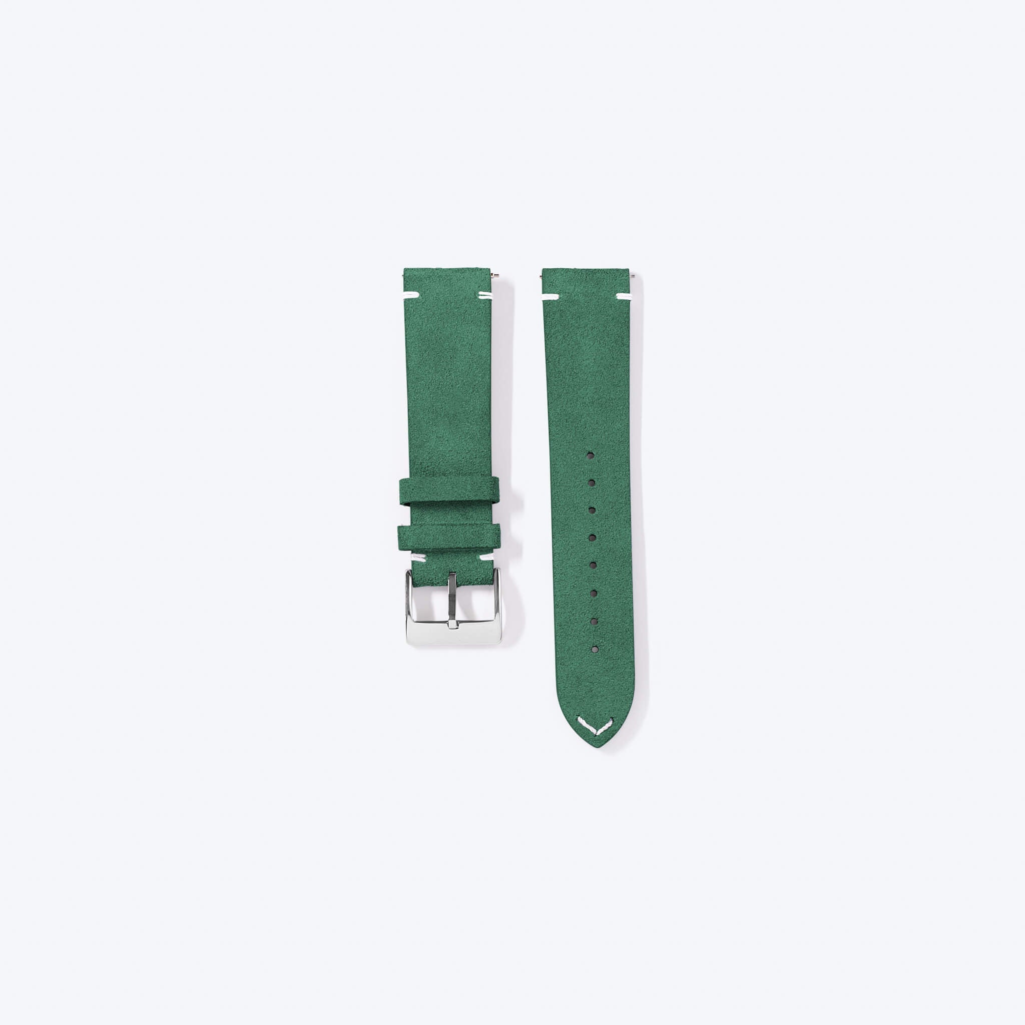 green suede strap in plain background.