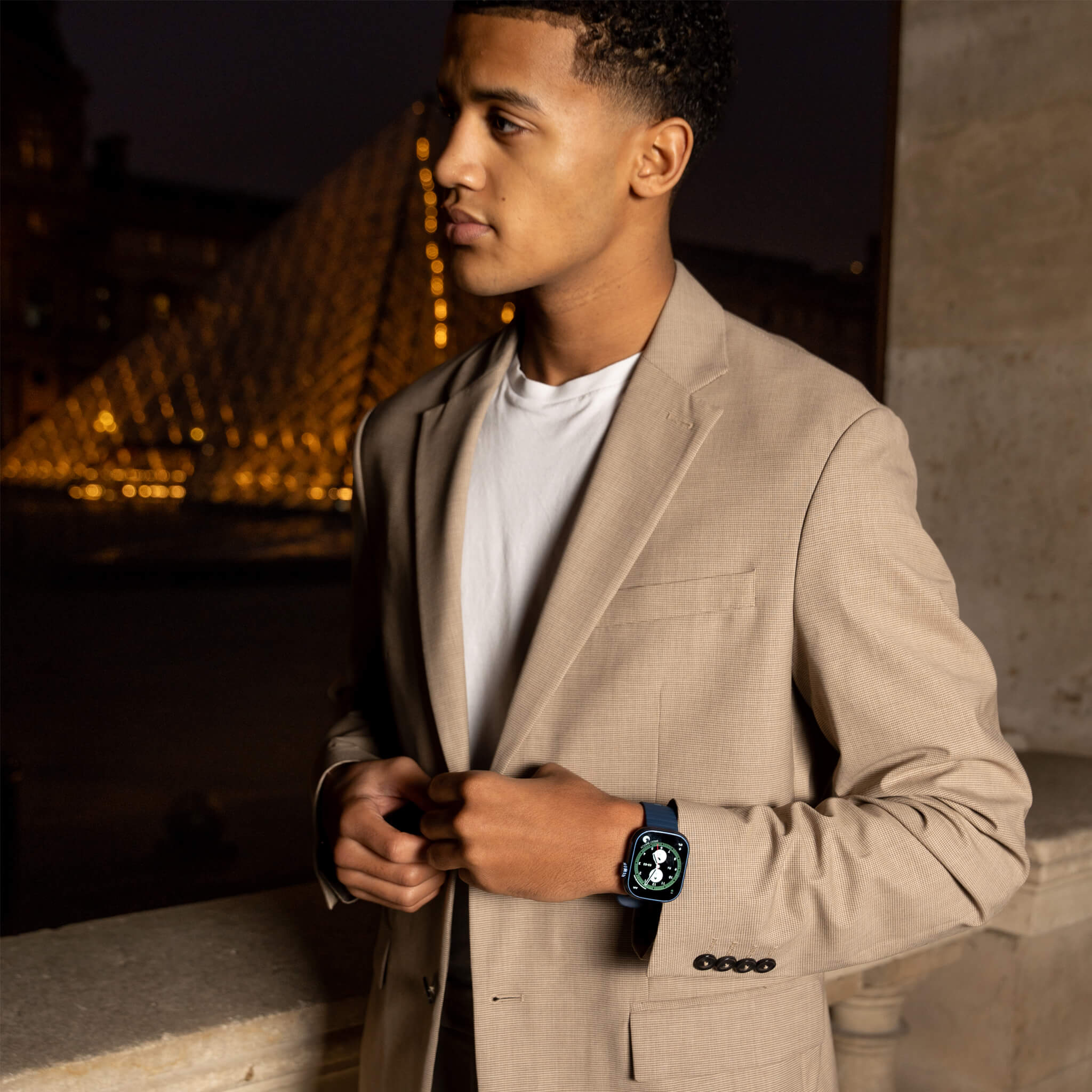 luis wearing blue lynx smartwatch.