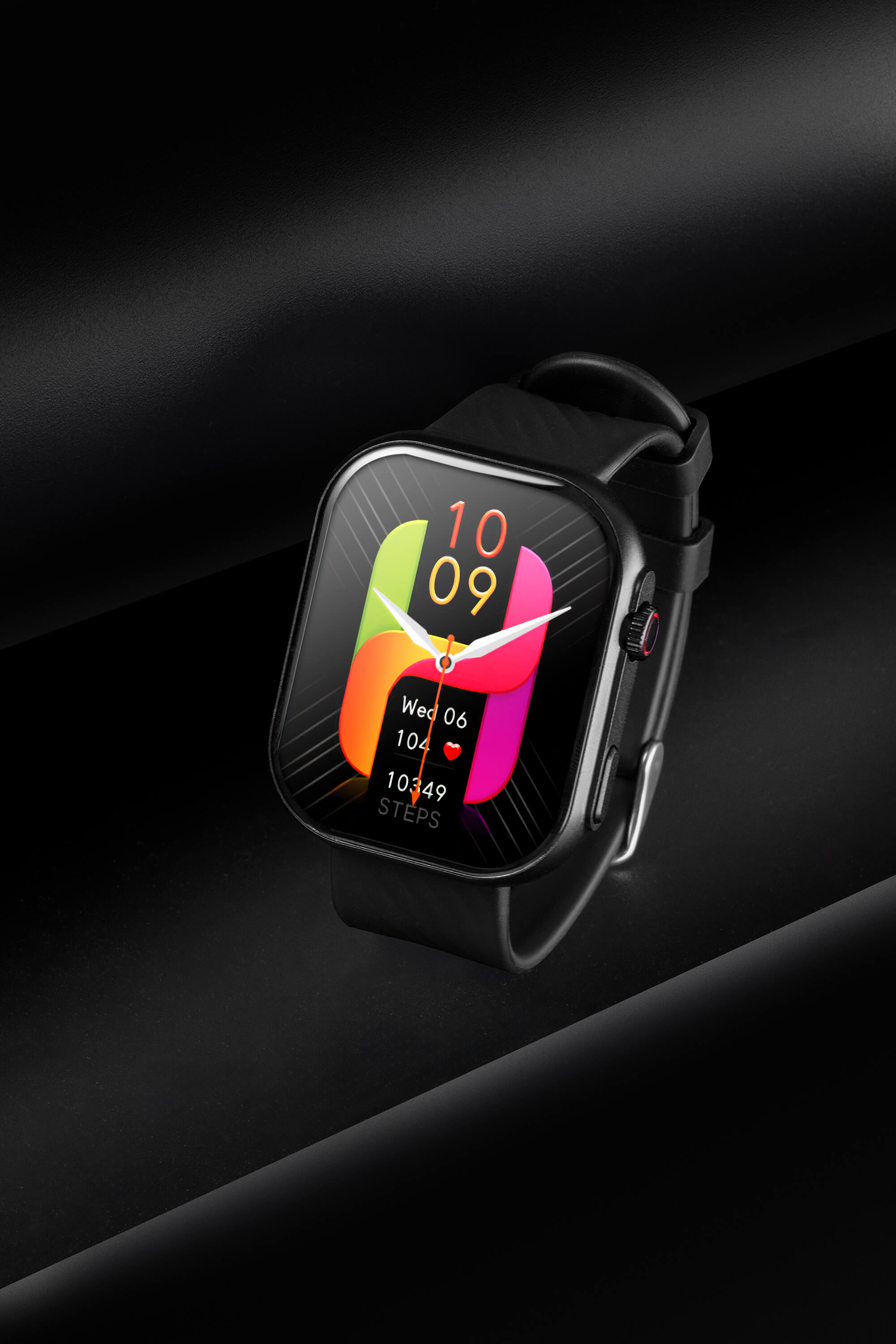 black prime smartwatch in a black art custom background.