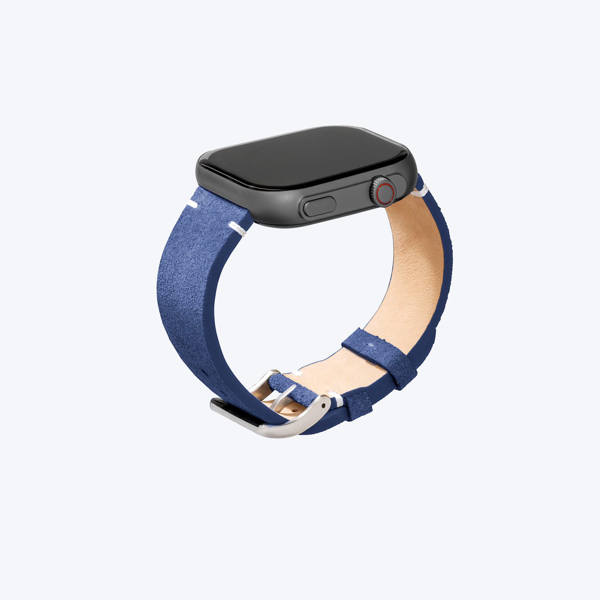 prime smartwatch with blue suede strap.